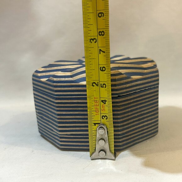 Island Bamboo Pakkawood Salt Cellar Spice Box Trinket Box Blue w/ Magnet Lock - Picture 3 of 6